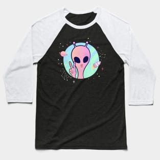 Aliens Spaceship Colorful Funny Baseball T-Shirt